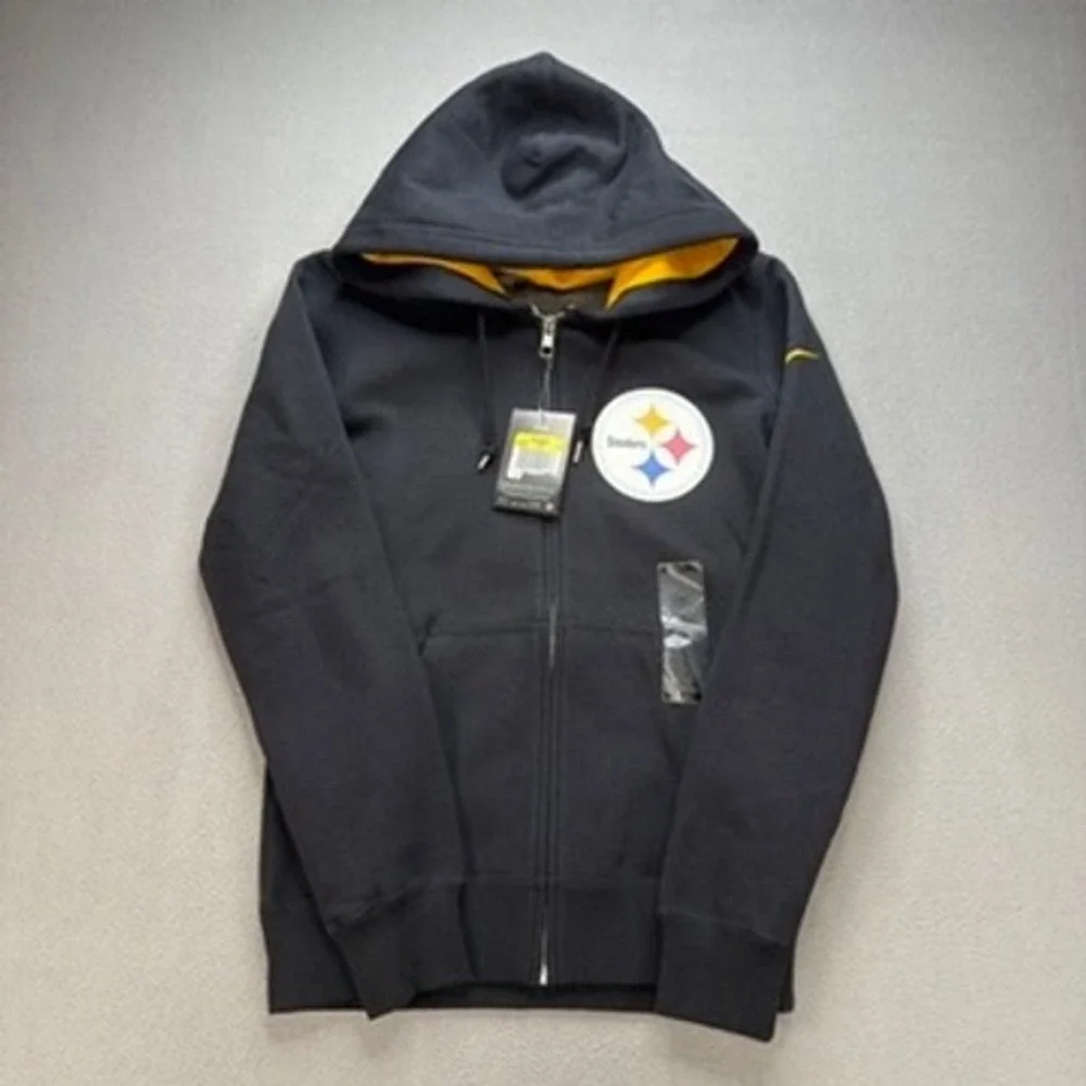 Pittsburgh Steelers Nike Full Zip Hoodie Slim Small Black Yellow Logo NFL Active
